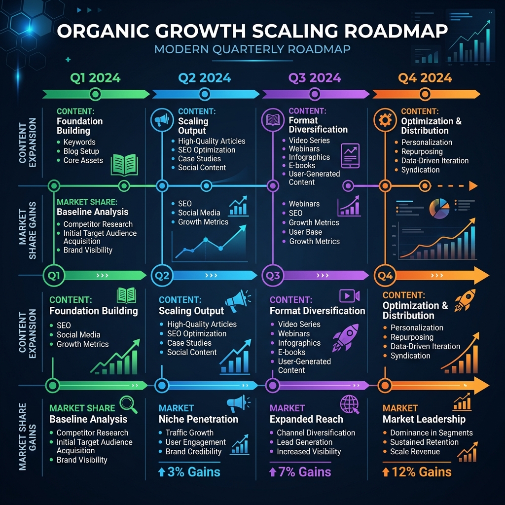 Refine & Scale illustration showing SEO dashboard analytics